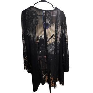 Elegant Black Lace Robe 2x